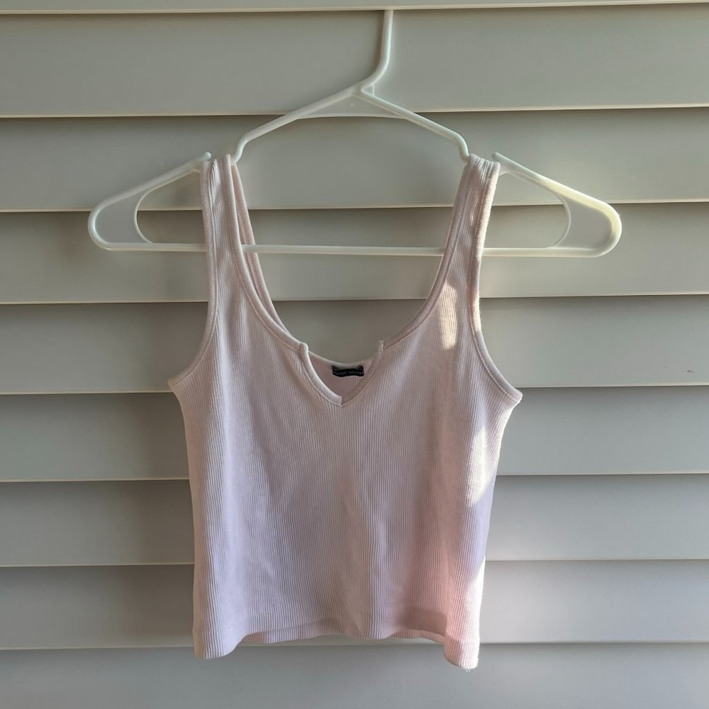 Brandy Melville Light Pink Notch Tank Top Cropped